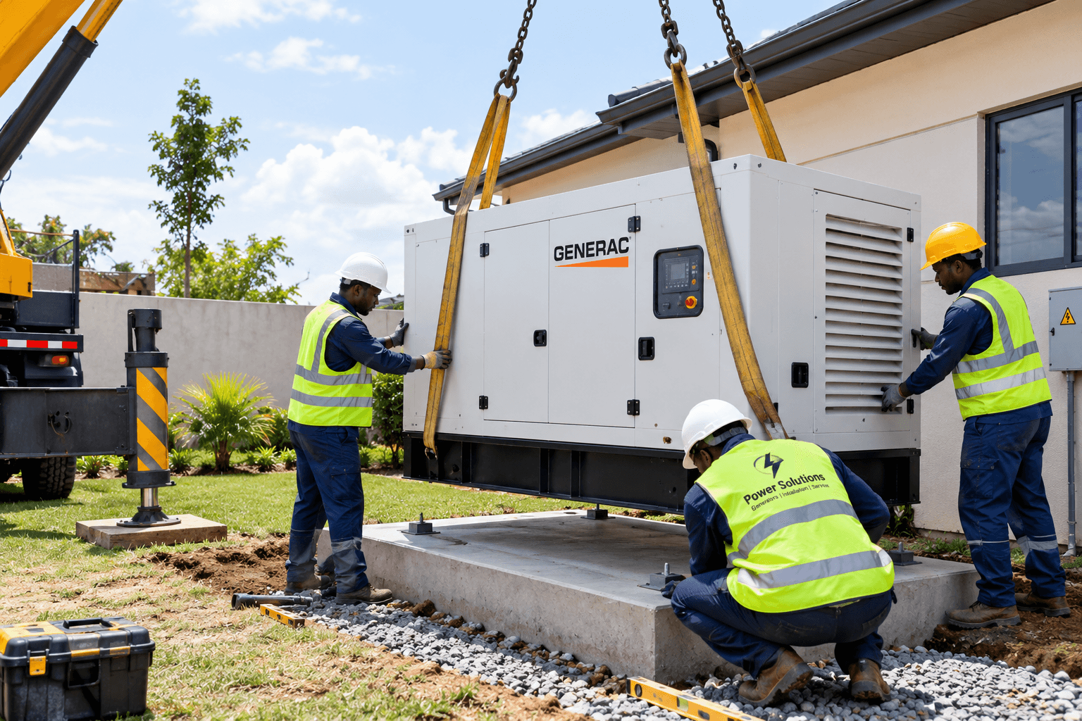 Generator or solar array being installed on site